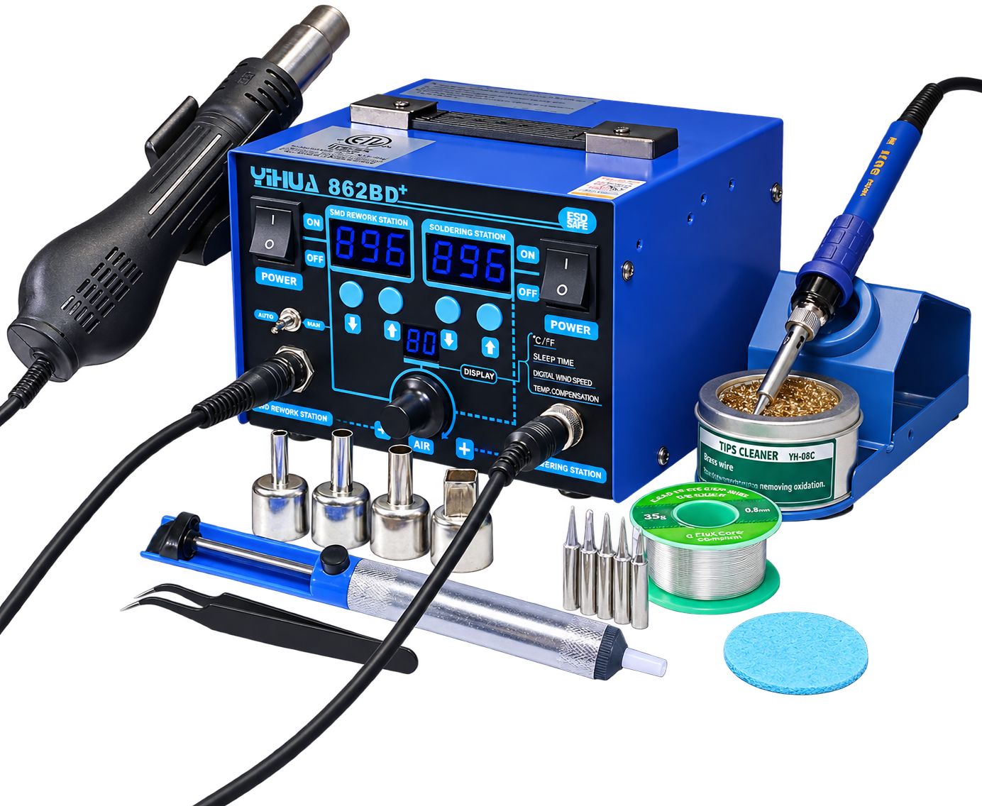 Representative soldering and hot-air rework station