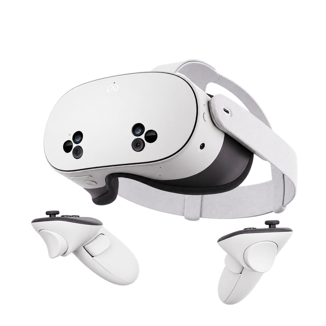 Mixed reality headset with two handheld controllers