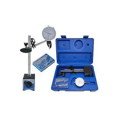Dial indicator with magnetic base and interchangeable inspection tips