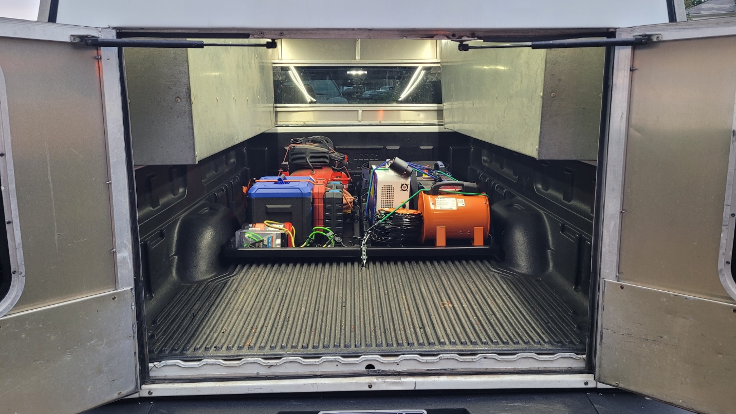 Tools and equipment inside the Bravo Technologies service truck